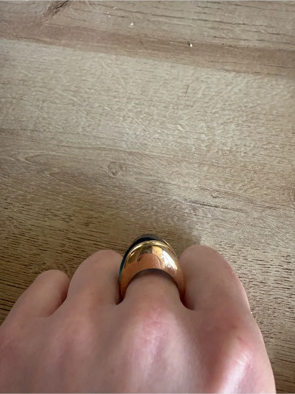 Gold-Tone Ring with Deep Blue Faceted Stone - Women Jewelry